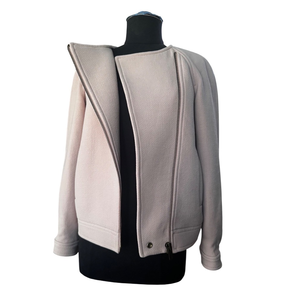 J.Crew DoubleCloth Motorcycle Jacket Wool Bld
 Pale Pink Sz 6 2013 EUC
Oversized
